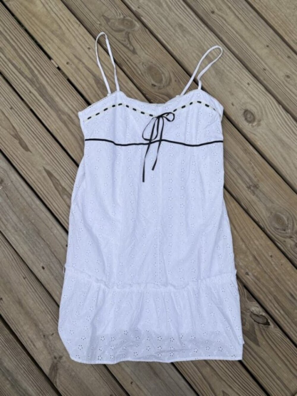 Jolie & Joy White Eyelet Babydoll Dress Coquette Cottagecore XL 3590